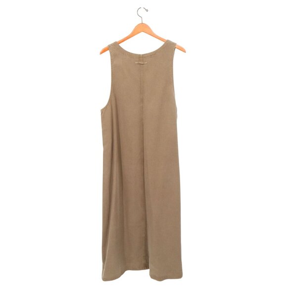 Amy K Su AKS Tencel Pinafore Jumper Maxi Buttoned Pockets Brown Dress L - Picture 4 of 4